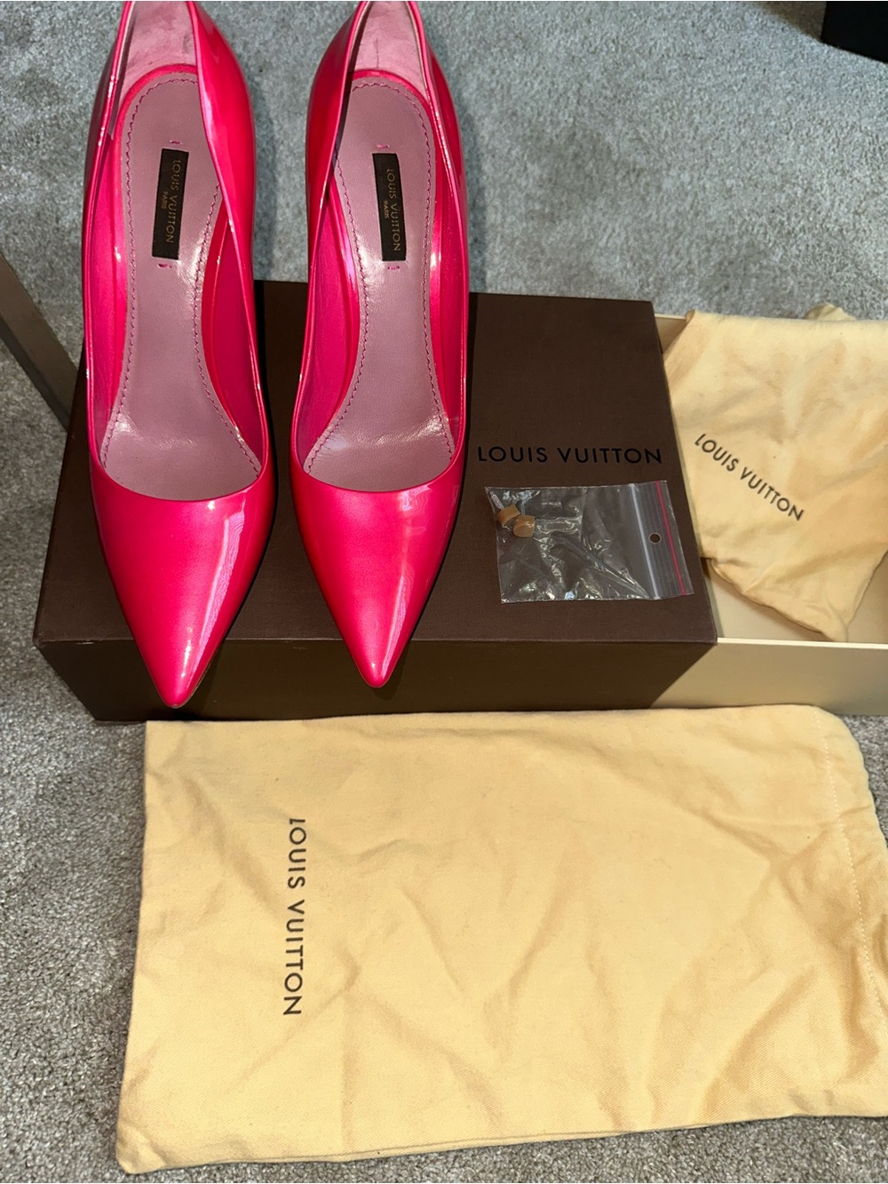 Louis Vuitton Hot Pink Patent Pointed-Toe Pumps